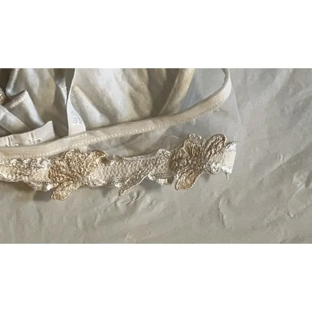 Vintage La Perla Ivory Floral Lace Luxury Italian Underwire Bra Size: 34B NWT - Picture 5 of 13